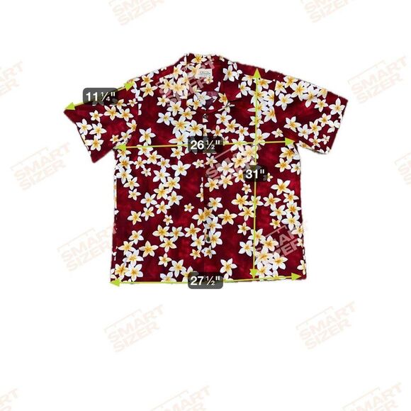 Royal Hawaiian Creations 2XL Red Aloha Shirt  White & Yellow Plumeria Flowers - Picture 4 of 4
